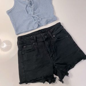 American eagle stretchy black denim shorts